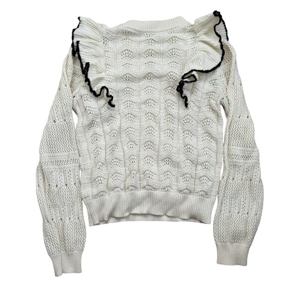 MOTF PREMIUM RUFFLE OPEN-KNIT SWEATER Size Medium - Picture 3 of 4